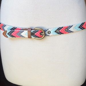 Cute embroidered belt with leather trim